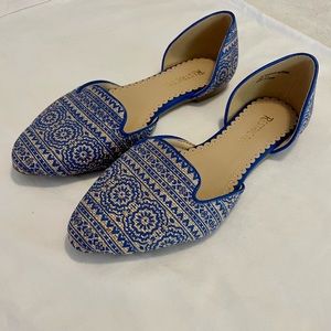 Brand New Never Worn Super Cute Womens Flats blue paisley natural fiber size 8